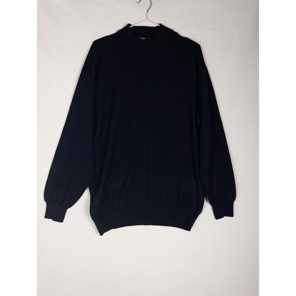 Paul Simon Pullover Sweater‎ Mens XL Navy Knit Cashmere Blend Pullover Solid